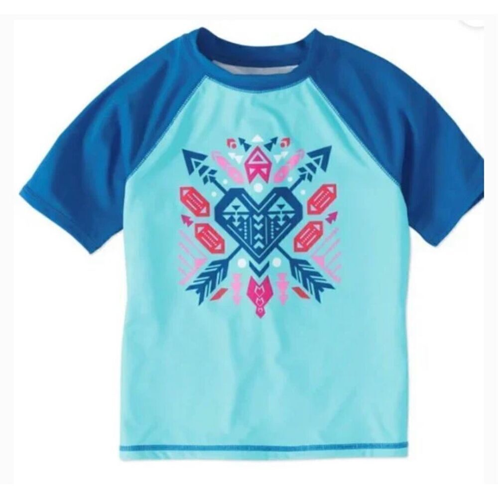 Girls Wonder Nation Tribal Rash Guard Swim Shirt - Sz M 7/8